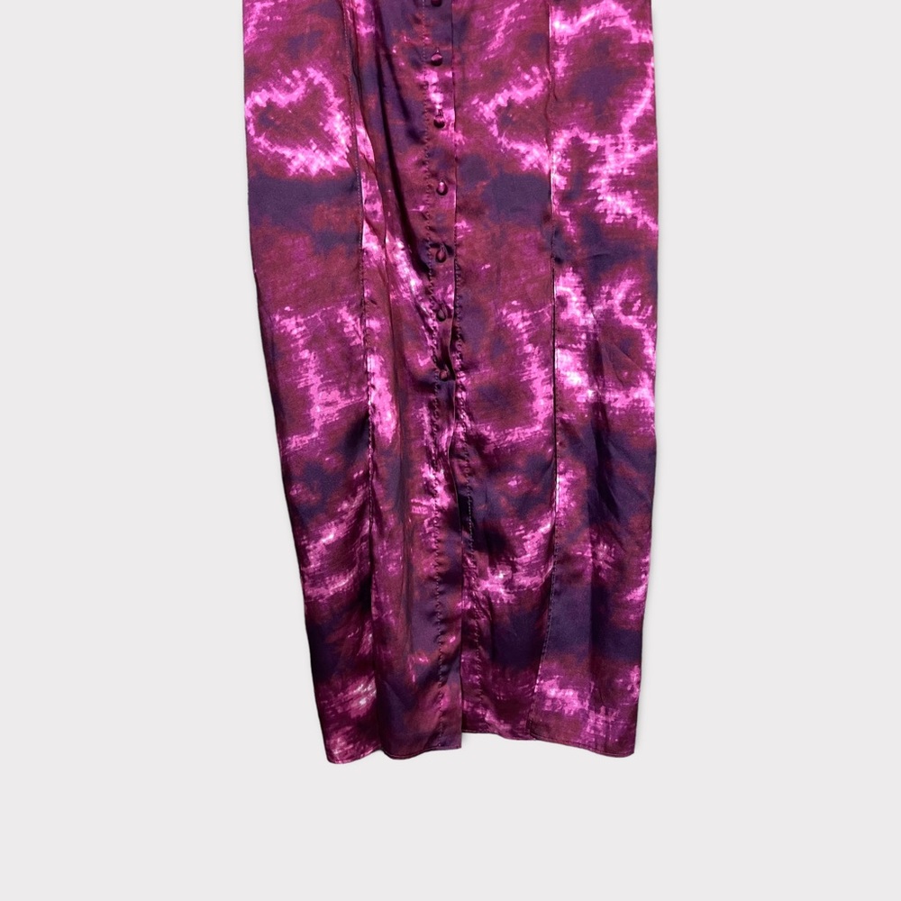 CINQ A SEPT Tie Dye Alexa Dress Size 6 Slip Dress Purple Long Maxi Satin - Picture 3 of 12